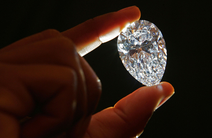 Diamonds: A 76.41 carat flawless diamond is pictured at Graff diamond jewellers, in L