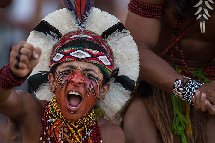 Indigenous Games: A Pataxo Indian celebrates 