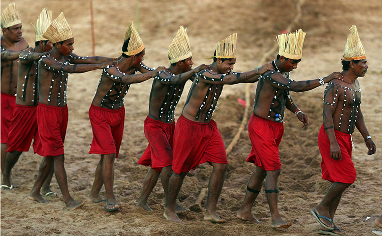 Indigenous Games: Members of Brazilian indigenous ethnic group Xerente 