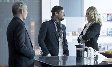 More of the same, please: Katrine Fonsmark (Birgitte Hjort Sorenson) chats with colleagues at the TV