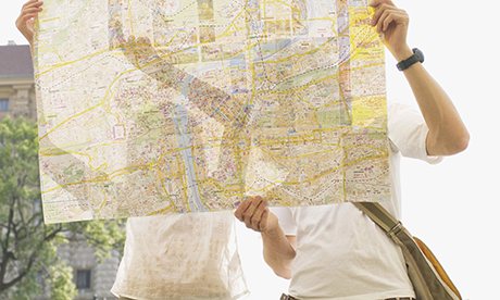 Tourist Couple Looking at Map. Image shot 2007. Exact date unknown.
