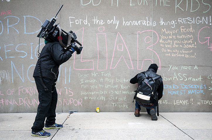 Mayor Rob Ford: Protest at Toronto City Hall