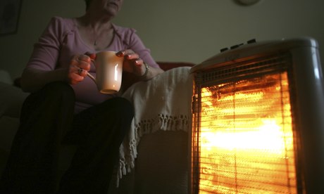 Woman with gas heater