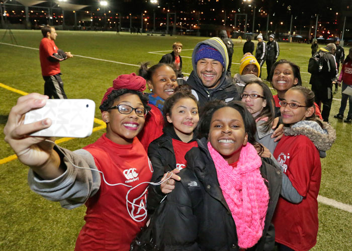 Maori All Black selfie