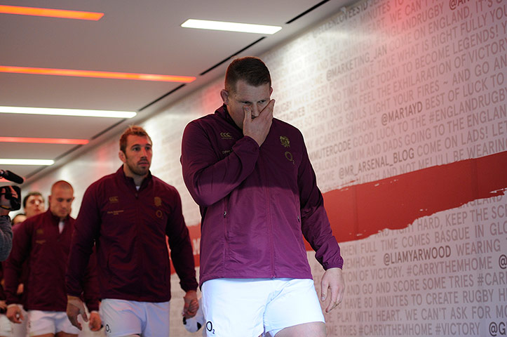 England v New Zealand: Dylan Hartley looks emotional as he leads England out for his 50th cap 