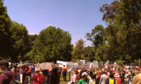 Save the Reef supporters at the Climate Action Day rally in Melbourne, 17 November 2013.