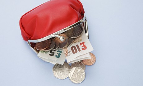 Red money purse containing money