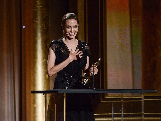 Governors Awards : Actress and honoree Angelina Jolie accepts her award 