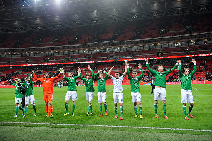 England and germany: The German team celebrate victory 