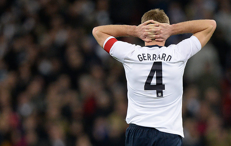 England and germany: A dejected Steven Gerrard