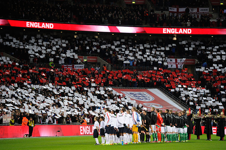 England and germany: The two teams line up ready for kick-off