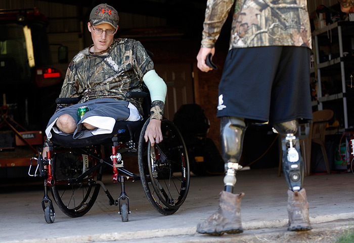 Sgt Matt Krumwiede: Krumwiede talks to his friend Sgt. Jesse McCart at a hunting ranch in Texas