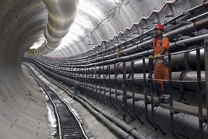 Crossrail: Man in tunnel