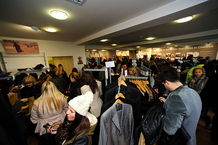 Beckhams' clothes sale: Shoppers browsing in the Red Cross shop