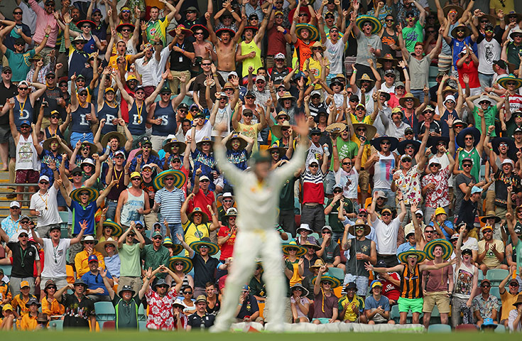 20 Photos: The crowd celebrates as Steven Smith of Australia takes a catch against England