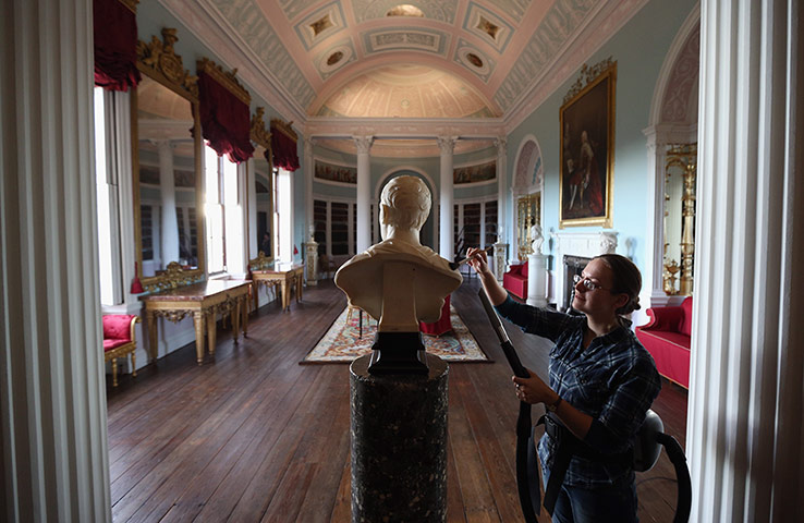 Kenwood House: Wendy Richardson, a member of the Conservation Team, cleans a bust of Lord 