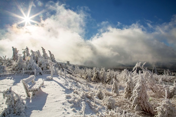 Looking a little like Narnia, the Fichtelberg near Oberwiesenthal in eastern Germany has been transformed into a spectacular wintery scene.