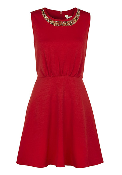 Party dresses update: Red embellished skater dress, £58, yumidirect.co.uk 