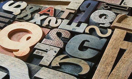 Old Victorian printing letters for a letterpress