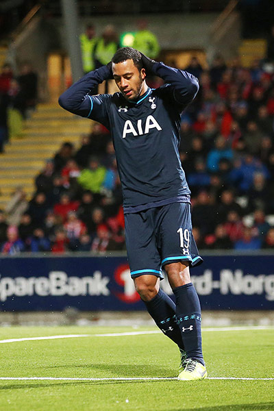 spurs: Mousa Dembele looks dejected after missing a chance to score