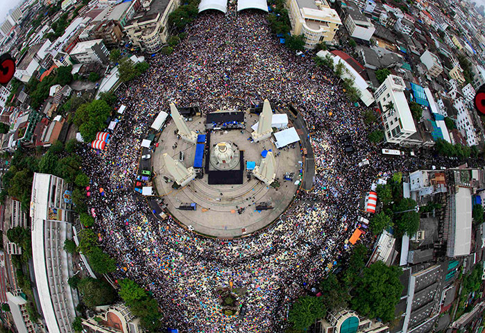 Thailand protests: An aerial view of anti-government protesters