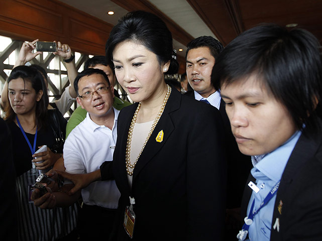 Thailand protests: Yingluck Shinawatra leaves after a no-confidence debate session