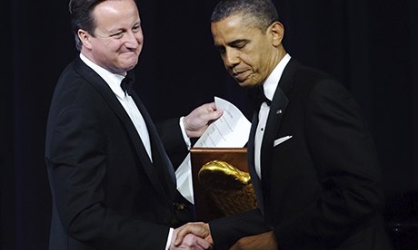 Cameron and Obama, south lawn, White House