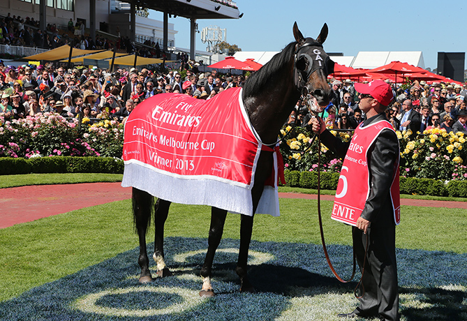 Melbourne Cup: Damien Oliver celebrates 