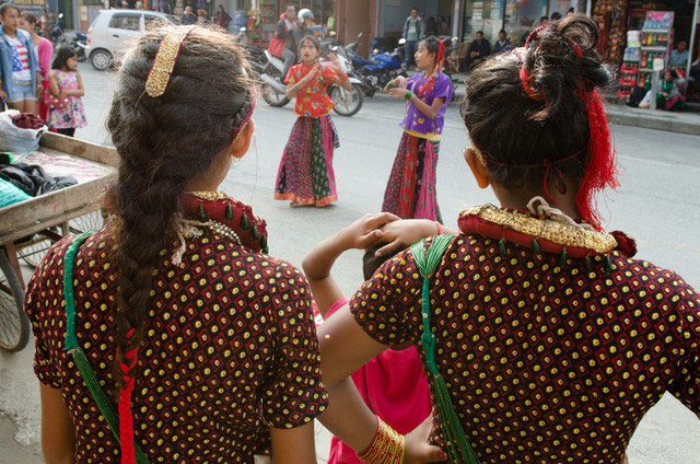 GW-Diwali: Children dancing during Diwali in Pokhara