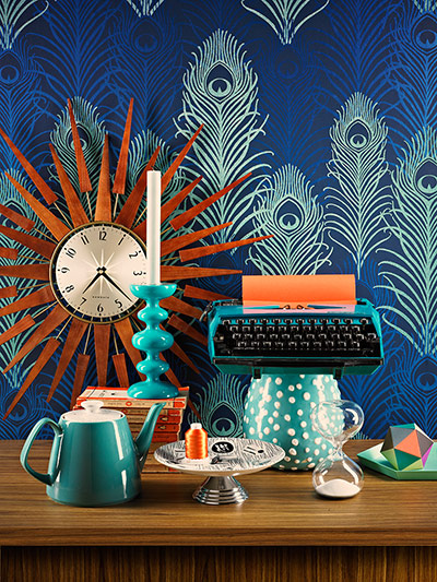 Homes - Vintage: collection of homes accessories in blue and orange