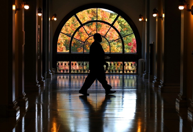 A colourful view through a window in the Russell Senate Office Building at Capitol Hill in Washington DC.
