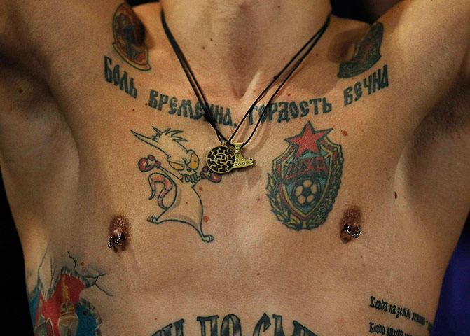 Tattoos on a CSKA Moscow fan