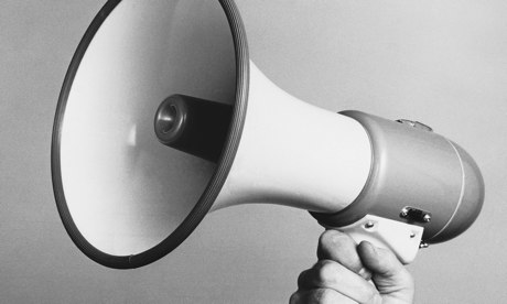 Man holding megaphone