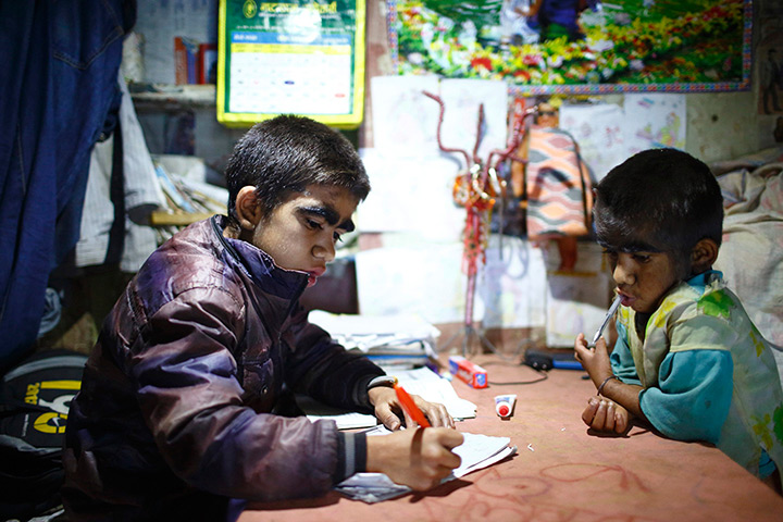 Werewolf syndrome: Niraj and his younger sister Mandira do their homework