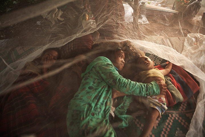 International Journaliam: Mother and baby under a mosquito net in Cambodia