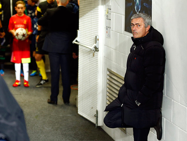 chelsea v schalke: Chelsea's manager Mourinho waits in the tunnel