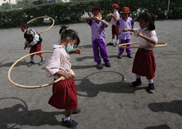 Students wearing masks in  Indonesia