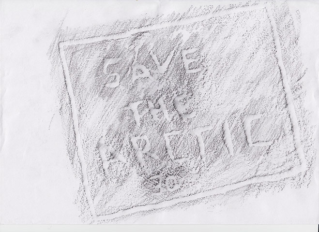 Arctic 30: 'Rub' of drawing on wall outside cell 1