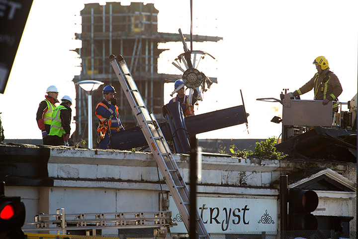 the weekend in pictures: Wreckage of the police helicopter