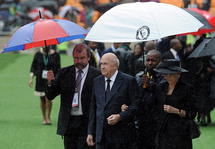 Memorial for Mandela: Former South African apartheid area President Frederik Willem de Klerk arri