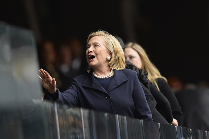 Memorial for Mandela: Former US Secretary of State Hillary Clinton arrives