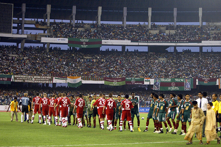 largest football stadiums: The Salt Lake Stadium aka Yuva Bharati Krirangan in Kolkata, India