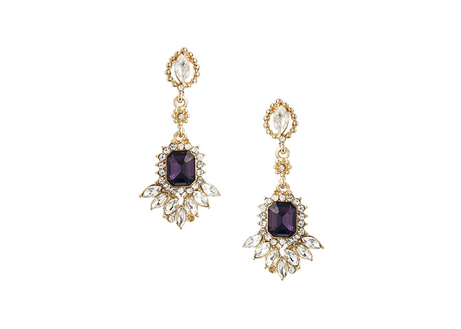 Party jewels: Party jewels - purple crystal drop earrings by ASOS