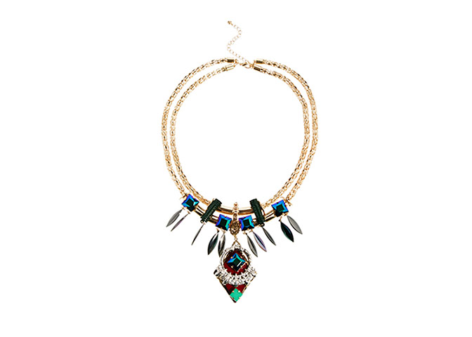 Party jewels: Party jewels - green, red and gold statement necklace by ASOS