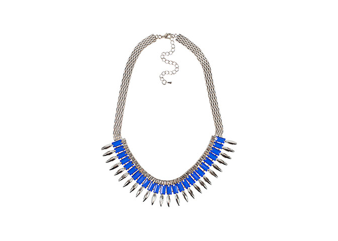 Party jewels: Party jewels - silver necklace with blue and silver spikes by Nelly