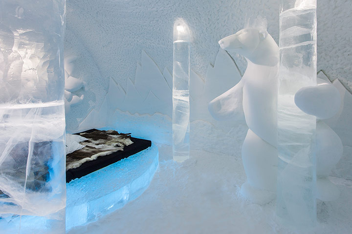 Icehotel, Sweden: Pole Dancing art suite, Icehotel