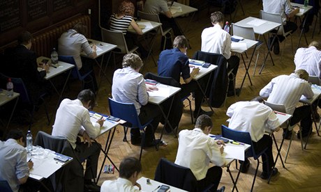 Pupils sit a GCSE exam