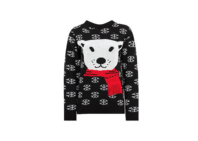 Christmas Jumpers: Christmas jumpers - polar bear wearing red scarf by The Home Fashion