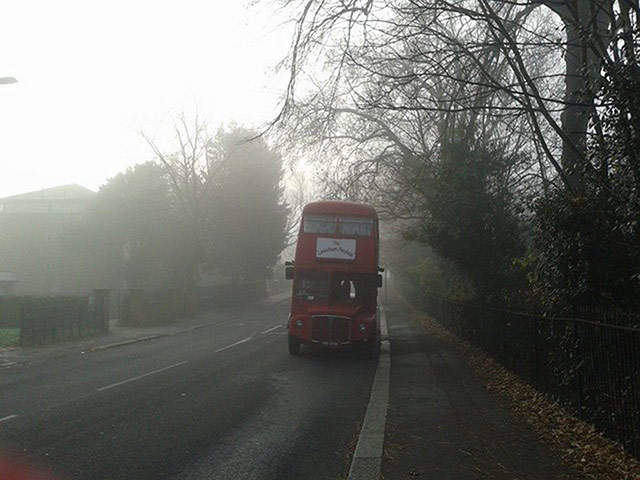 UK Fog - readers' photos: motionless old bus in misty surroundings