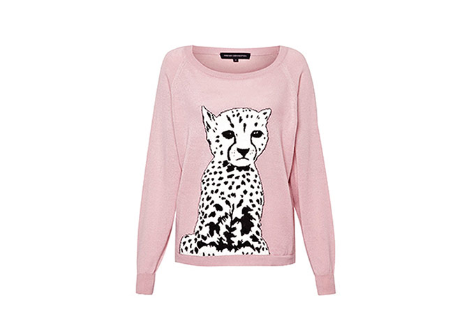 Christmas Jumpers: Christmas jumpers - light pink with snow leopard by French Connection